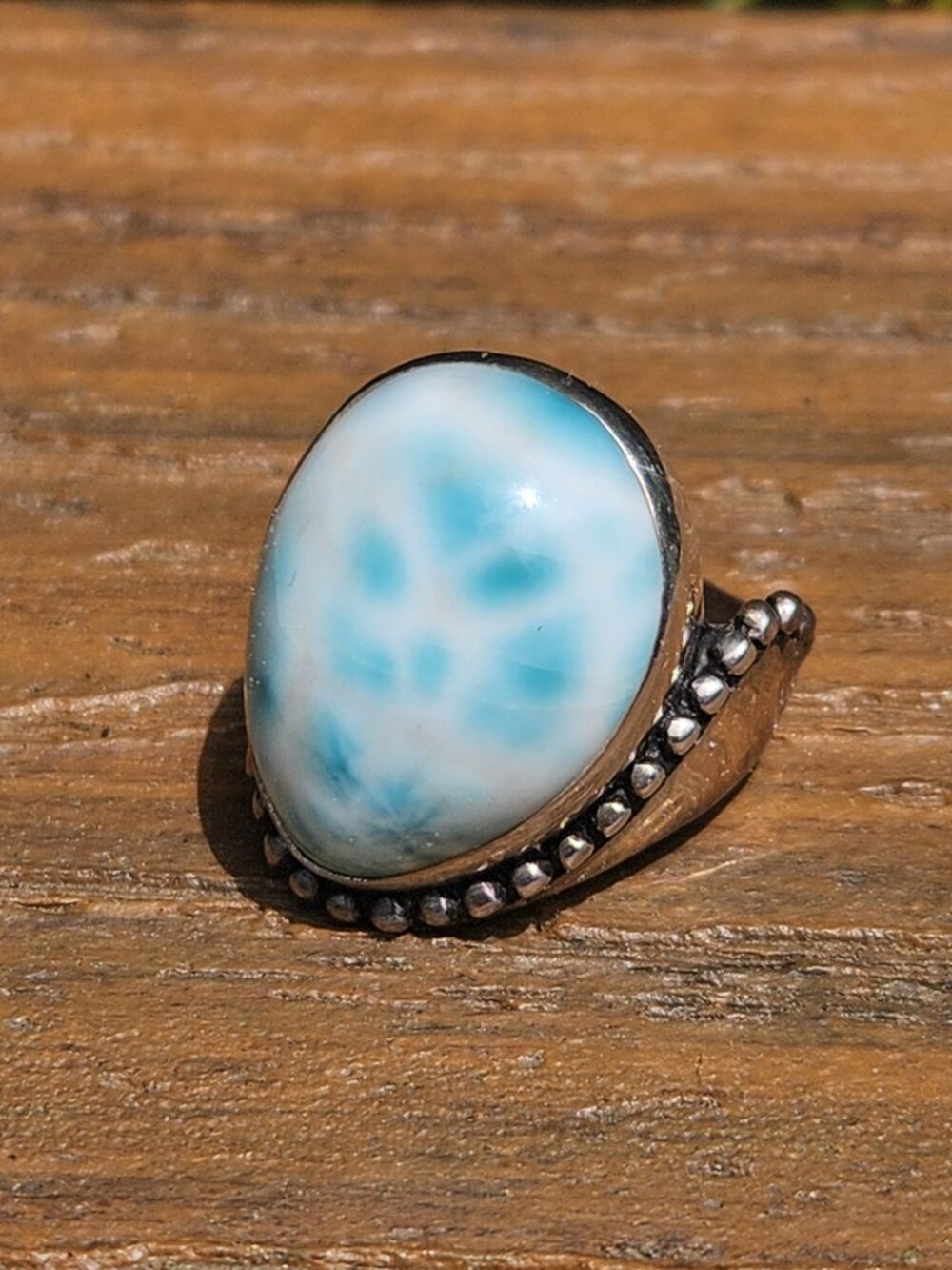 Sajen 925 Sterling Silver Blue White Larimar Ring Size 8 - Picture 12 of 16